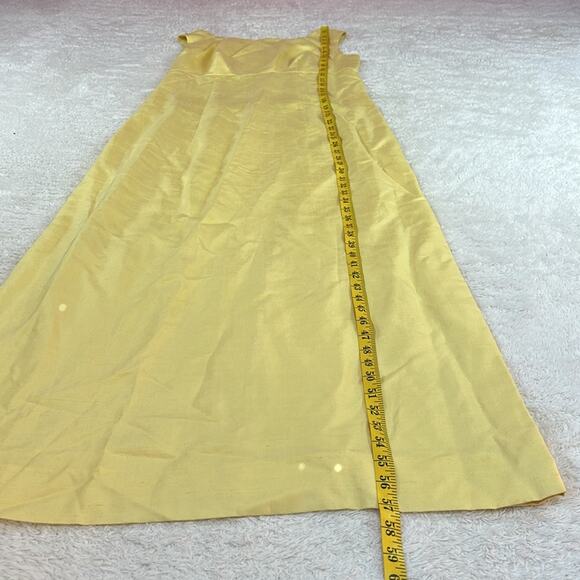 Vintage 60s unbranded buttercup yellow and lace jacket evening maxi dress, m - Picture 6 of 9